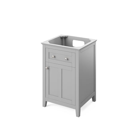 Jeffrey Alexander 24" Grey Chatham Vanity, Steel Grey Cultured Marble Vanity Top, undermount rectangle bowl VKITCHA24GRSGR